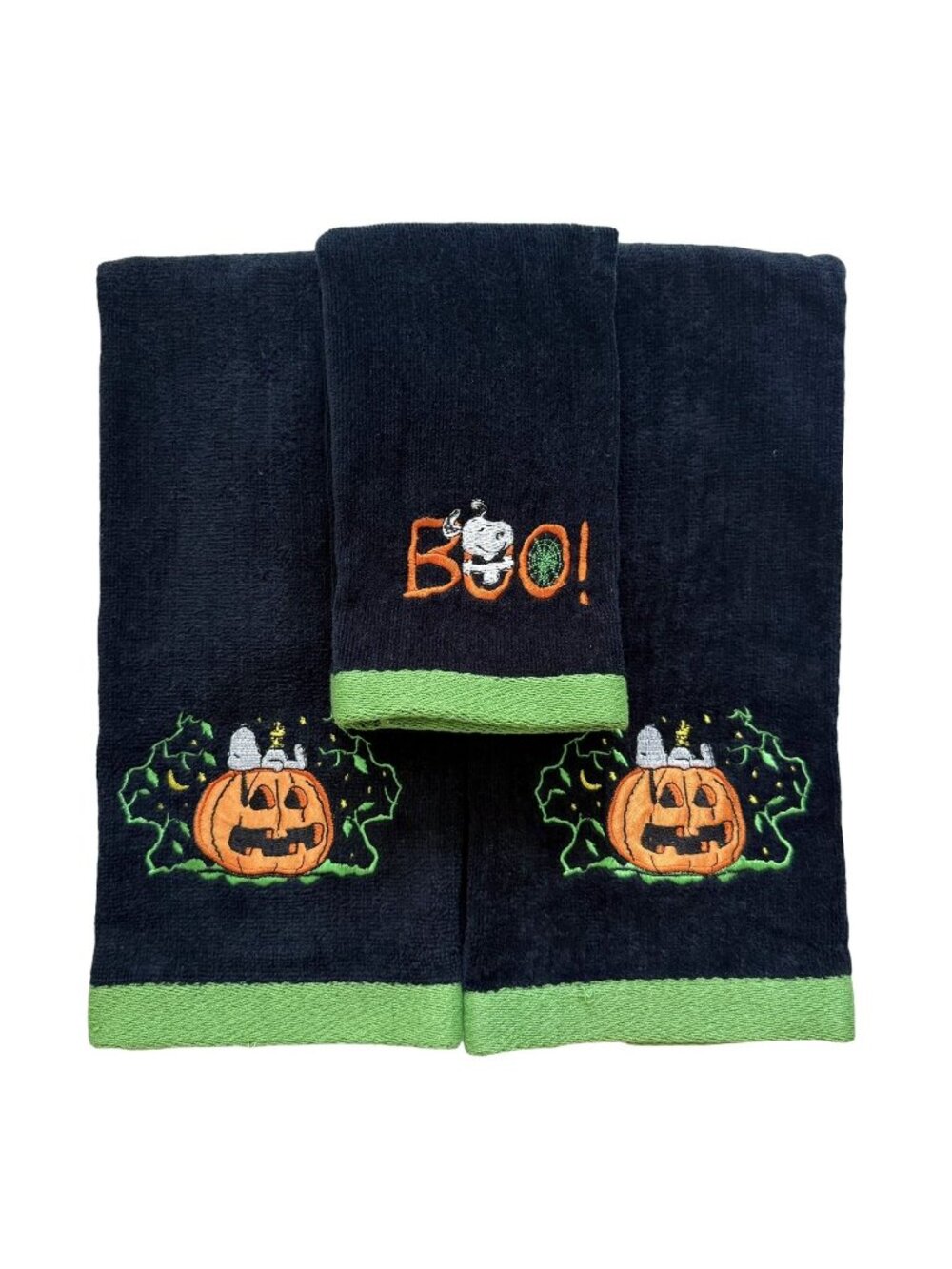 Peanuts Snoopy Halloween Embroidered (2) Hand Towels + (1) Fingertip Towel Set